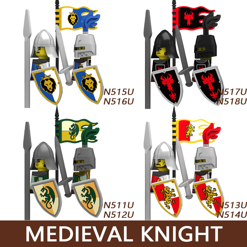 중세 성 병사 빌딩 블록 군사 기사 깃발 황소 크라켄  - Lego Minifigure Holder 리뷰 및 가격