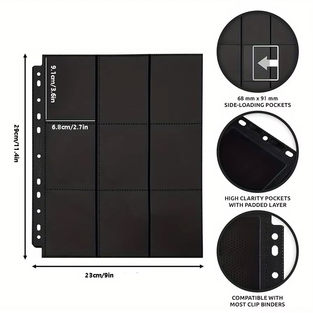 10팩 블랙 9포켓 A4 트레이딩 카드 바인더 페이지  - Trading Card Binder 리뷰 및 가격
